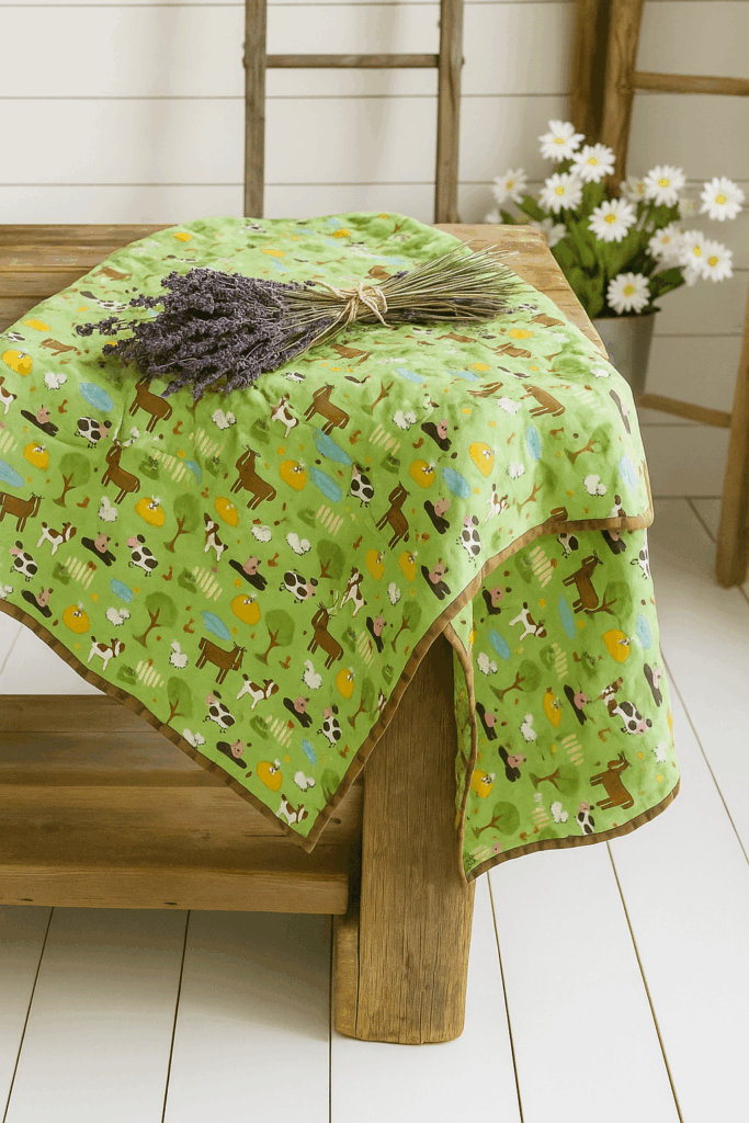 Handmade Lavender Weighted Quilt “Barnyard Dreams”