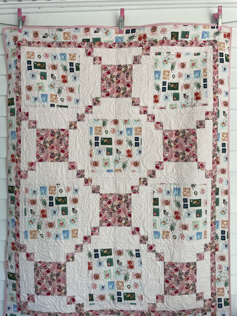 Handmade Lavender Weighted Quilt “Stamped with Grace”