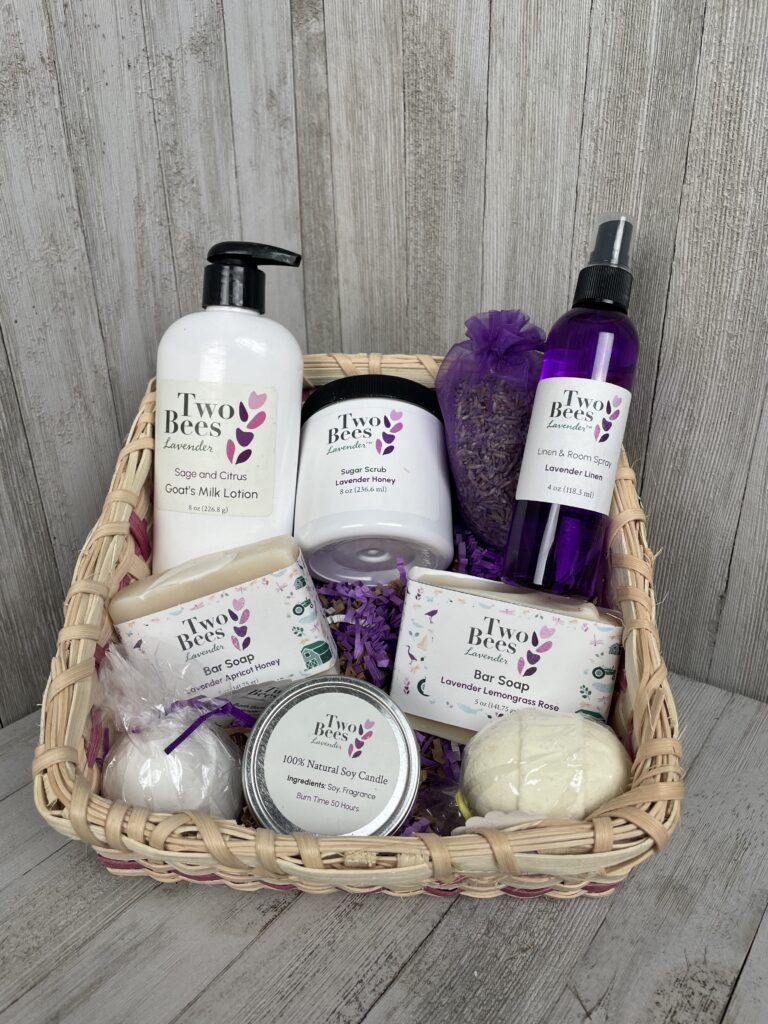 Pink Stripe Gift Basket